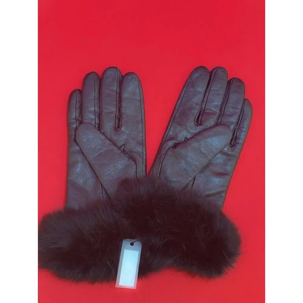 Sz 8.5 Women’s Genuine Sheepskin Gloves Michael Kors Genuine Rabbit Cuffs India